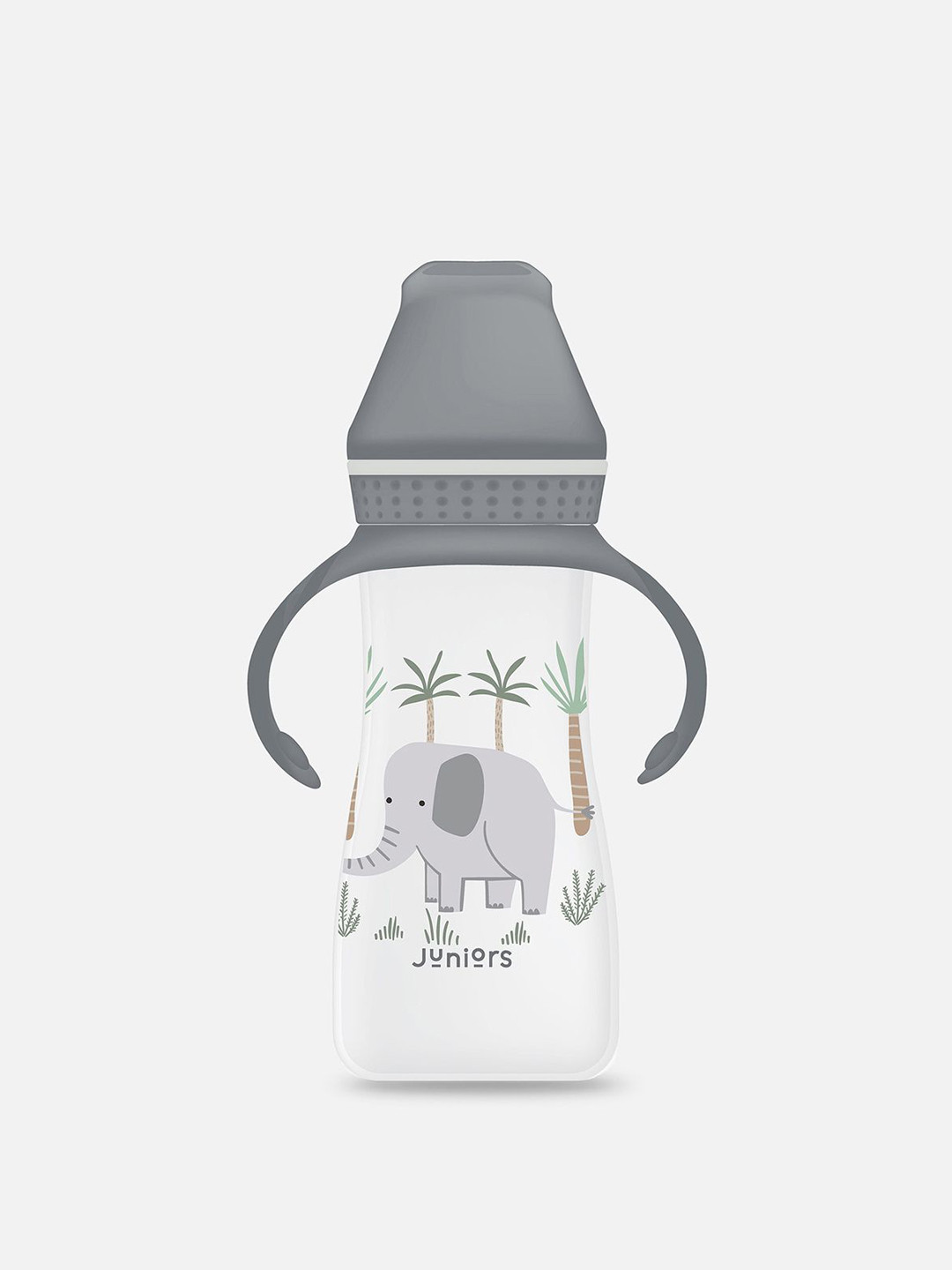 Juniors by Babyshop Kids Transparent & Grey Elephant Printed Feeding Bottle - 250 ml
