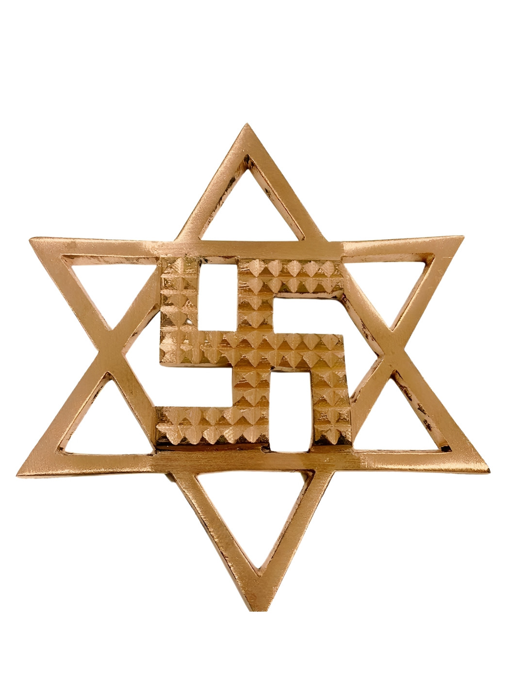 The Spiritual Living Star Swastik Copper Ethnic Motifs Matte Spiritual Wall Decor-5.5In