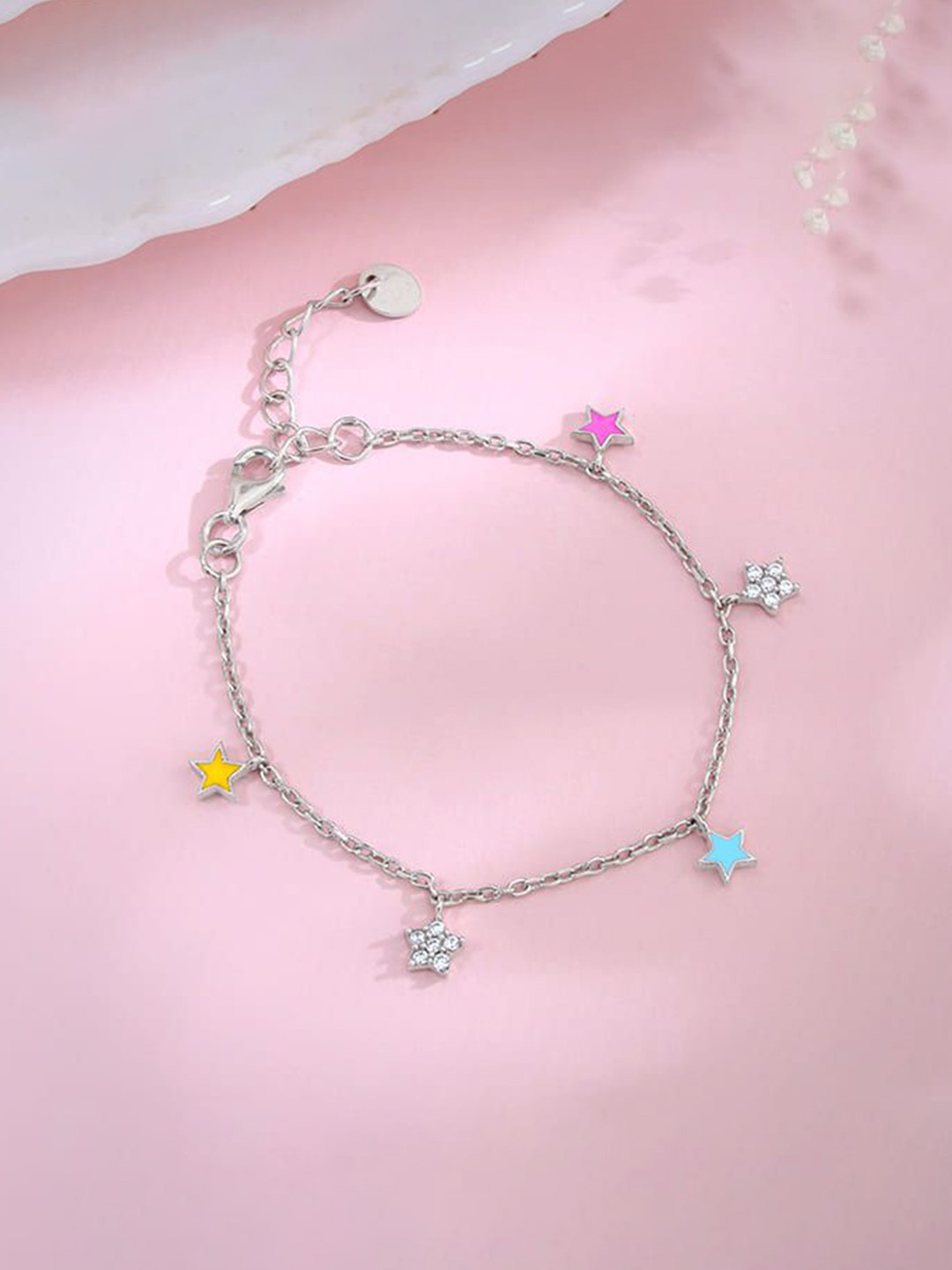 GIVA Kids 925 Silver-Plated Beautiful Stars Charm Bracelet