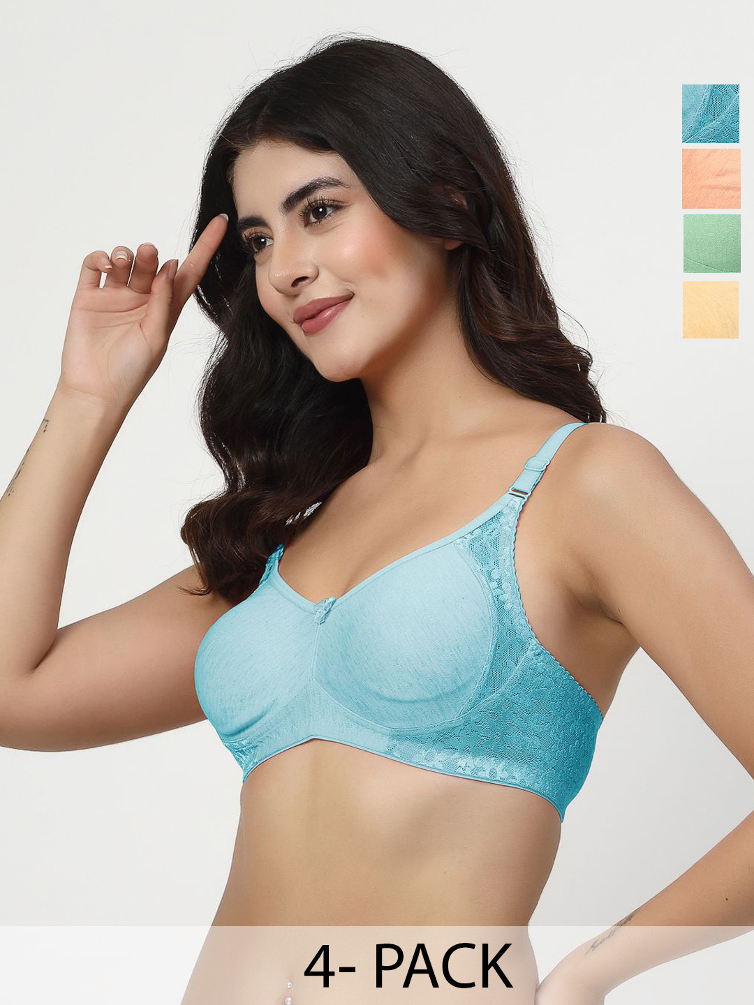 LILY Pack Of 4 Full Coverage Non Padded All Day Comfort T-shirt Bra