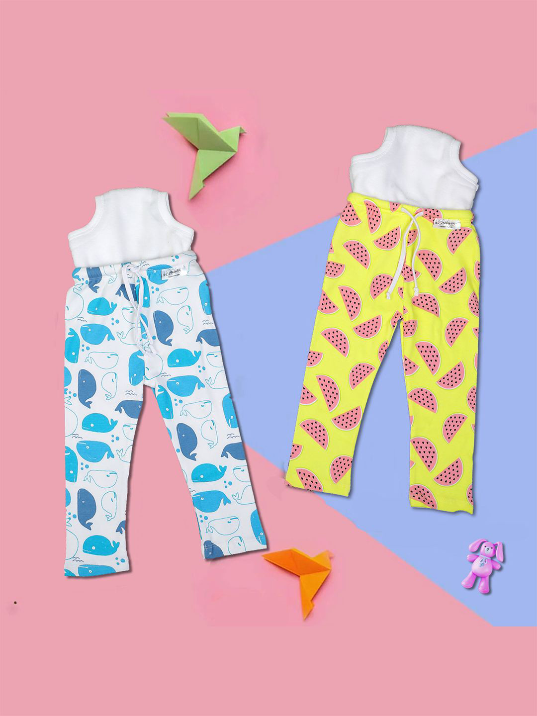 Snugkins Kids Pack of 2 Printed Unisex Cotton Padded Potty Training Pyjamas