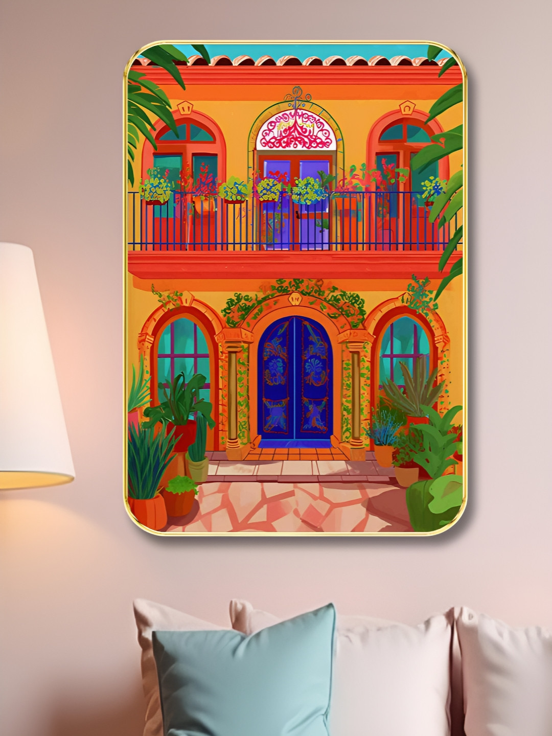 Myntra Elegant Homes Yellow And Orange Wood Floral and Botanical Wall Art