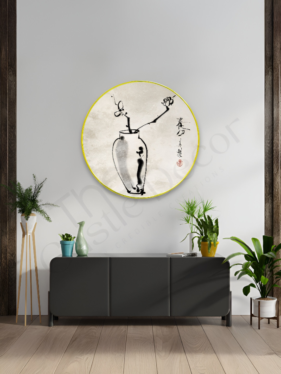 The Castle Decor Off White & Black Abstract Sparkle Wooden Wall Art