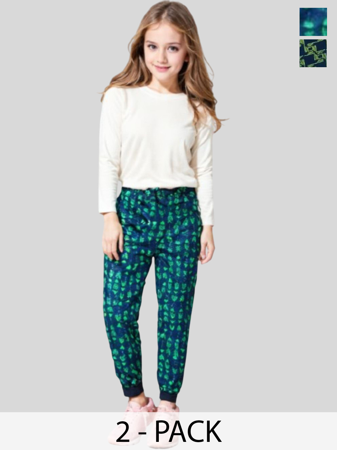 Shajiv Kids Pack Of 2 Printed 100% Cotton Mid-Rise Regular Fit Track Pants