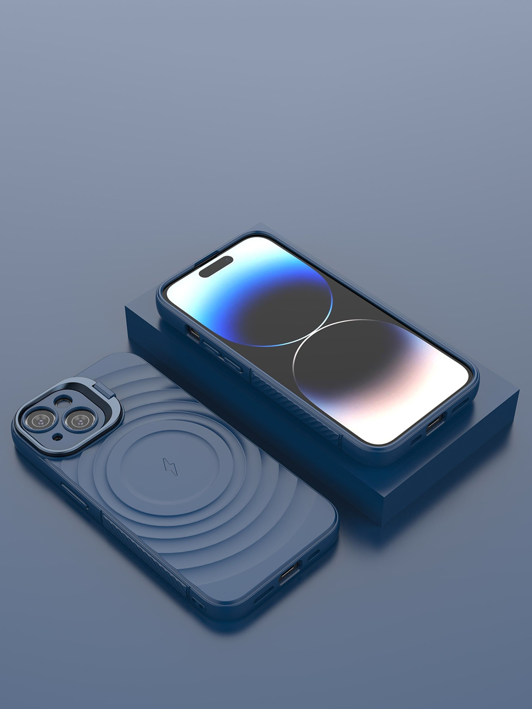 Luxury Kase Geometric iPhone 14 Impact Resistant Rugged Back Case with Wireless Charging