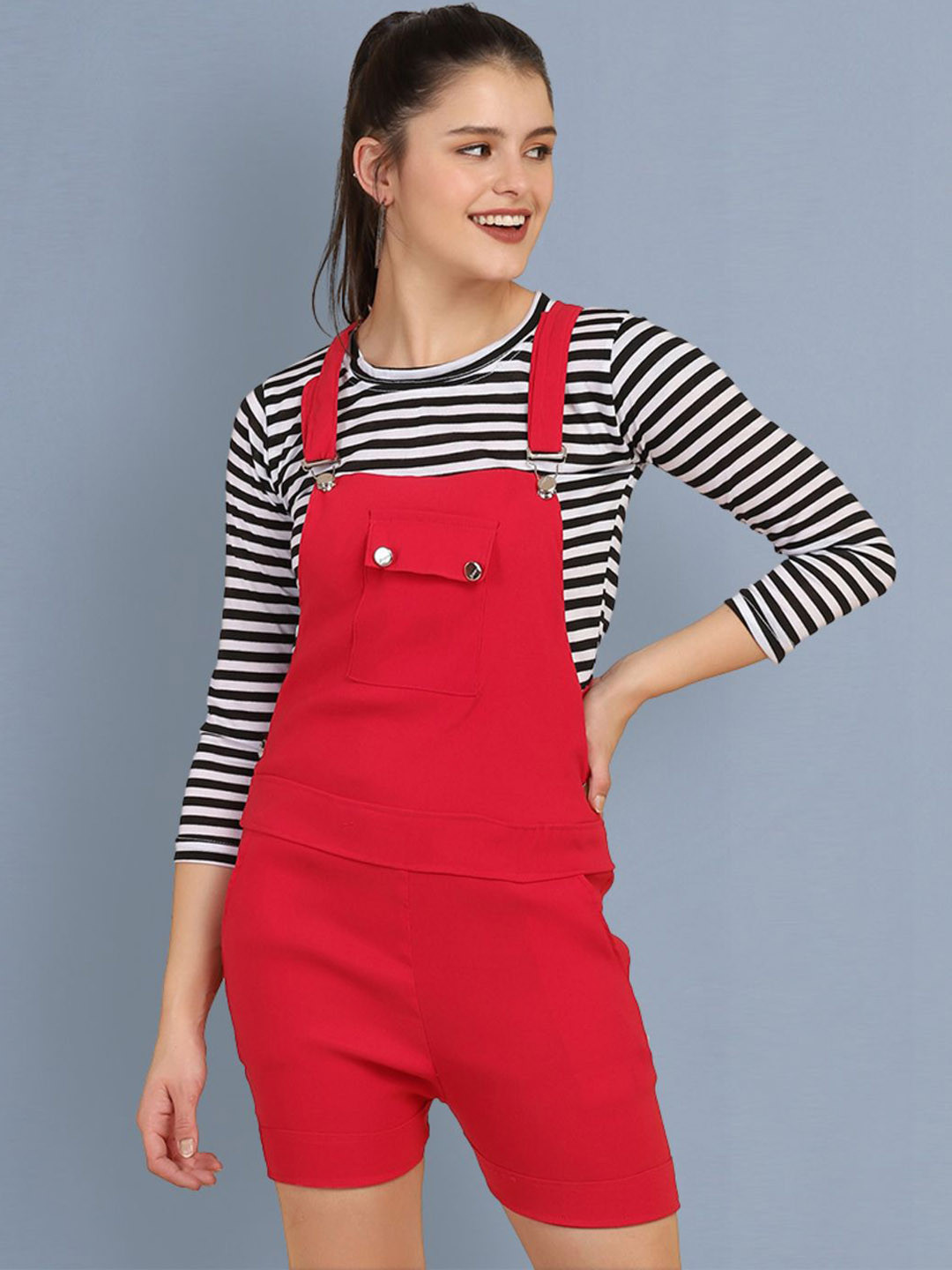 BUY NEW TREND Women Dungaree Dress with Top