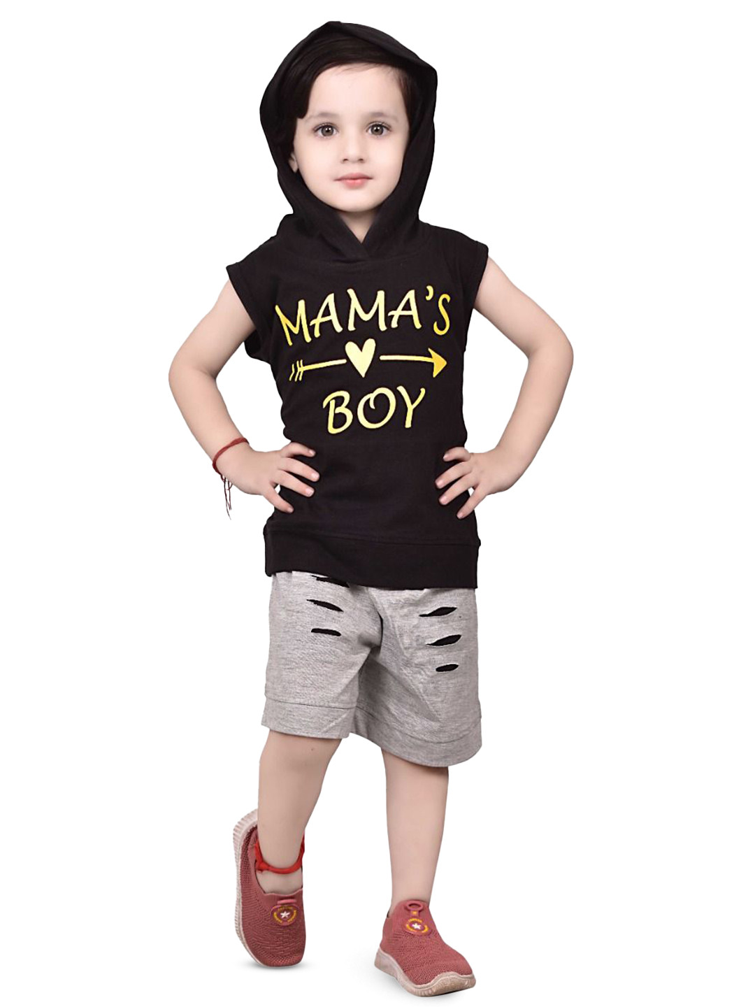 High Street Clothing Co Kids Printed Hooded T-shirt With Shorts