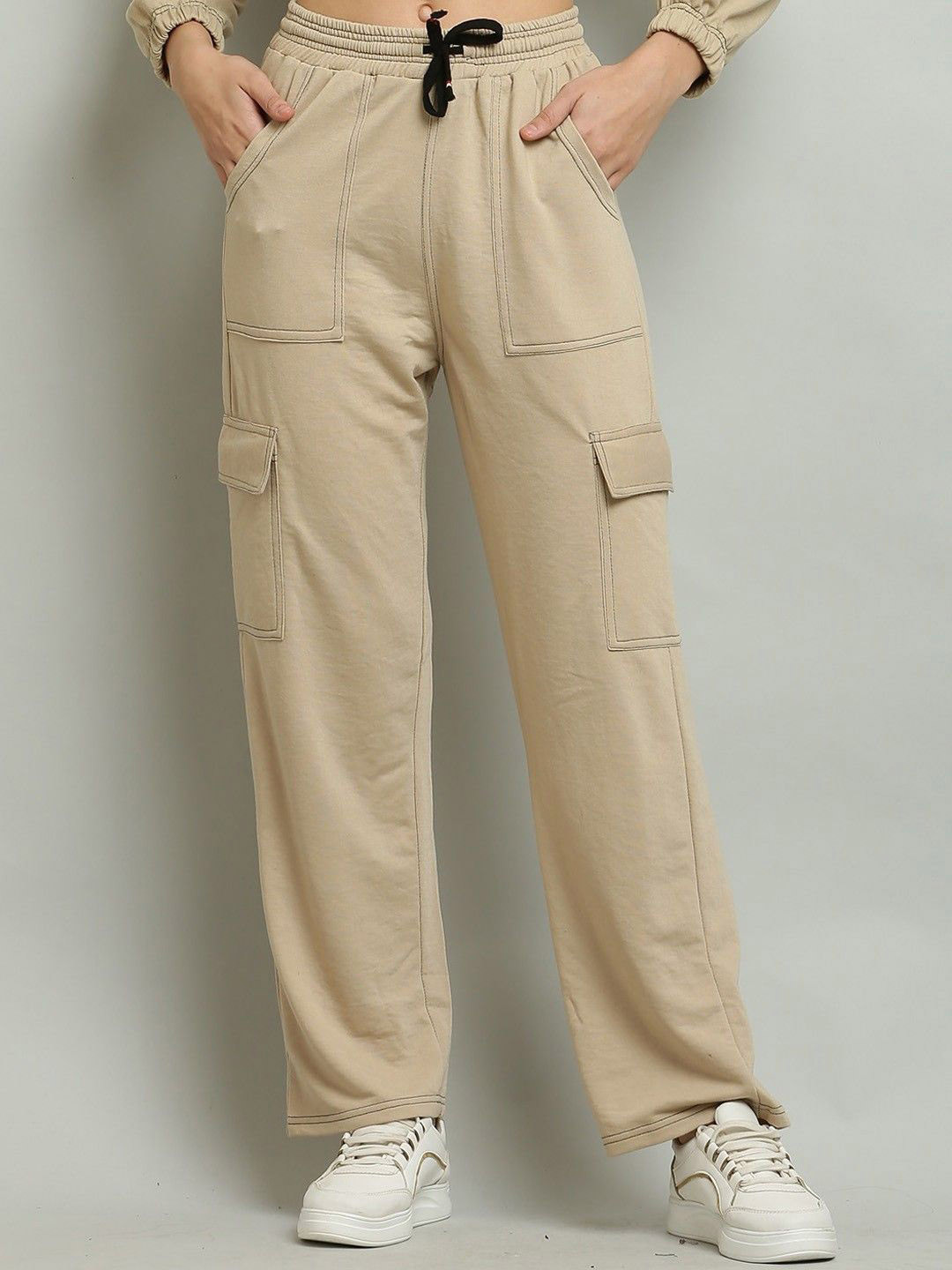 CLOTHINK INDIA Women Regular Fit Cotton Cargo Track Pants