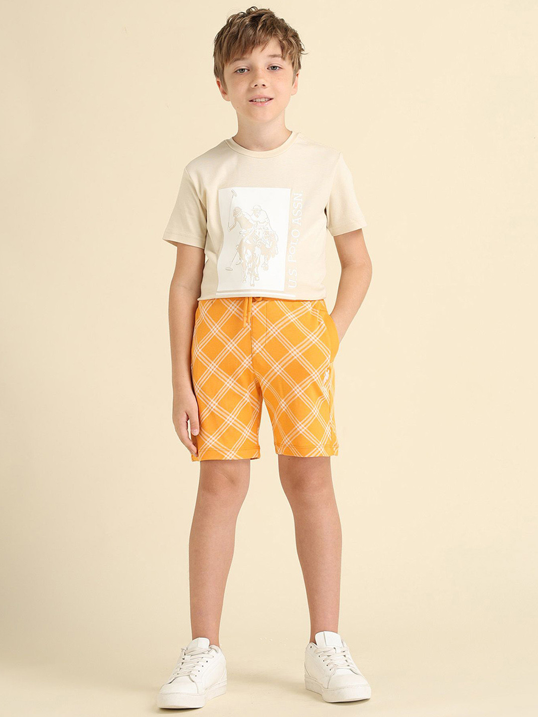 U.S. Polo Assn. Kids Boys Checked Technology Shorts