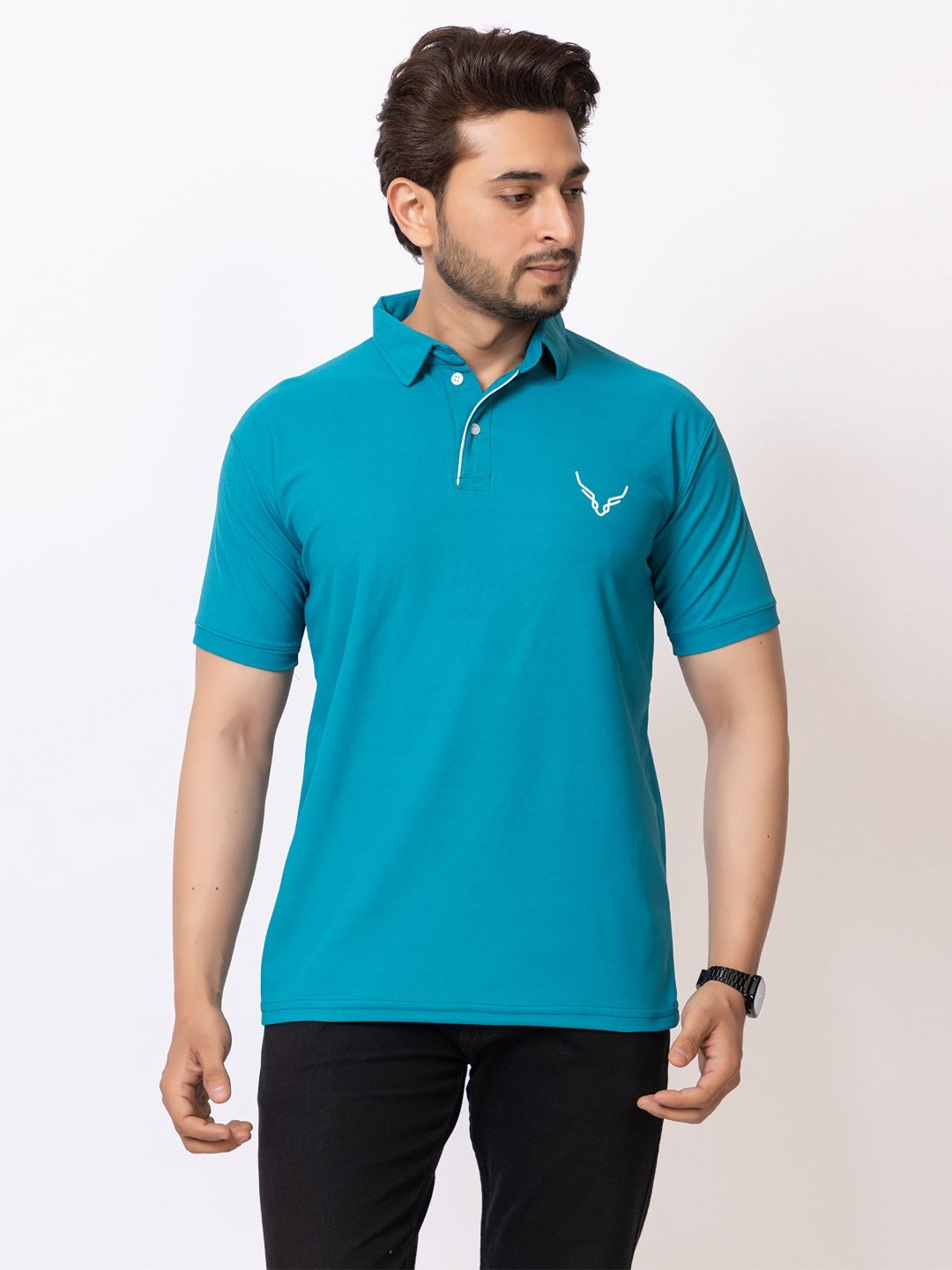 BUFFARO Men Solid Polo Collar Cotton Slim Fit T-shirt