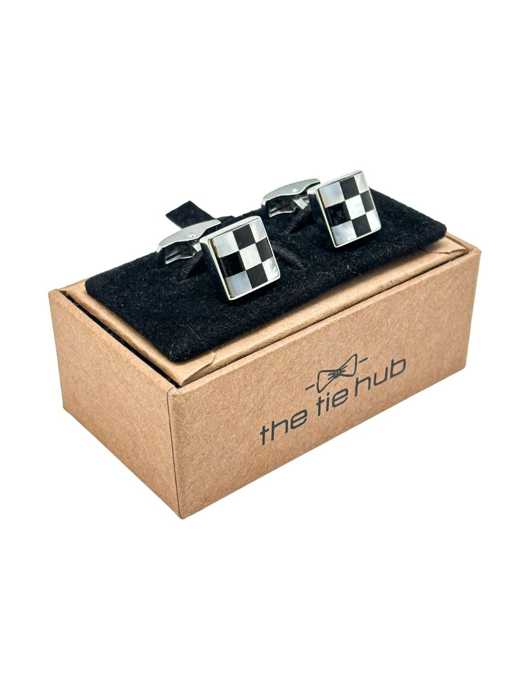 The Tie Hub Men Checkered MOP Square Cufflinks