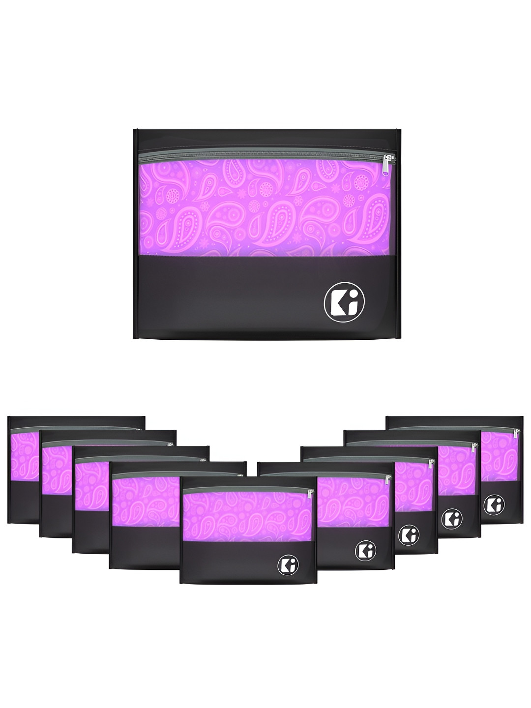 Aura Black Set of 10 Parachute Waterproof Saree Cover & Travel Storage Bag Organisers