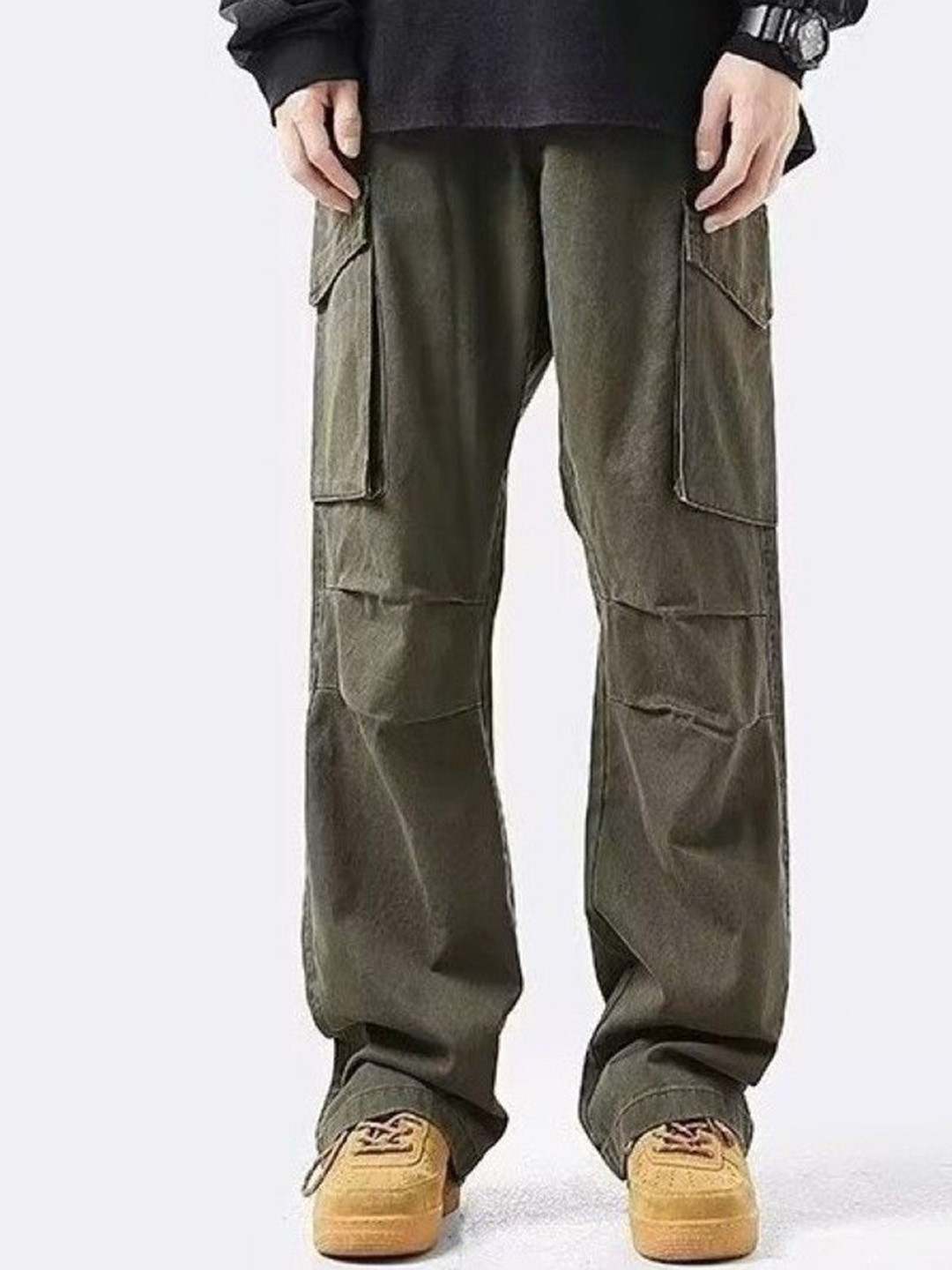 The Roadster Lifestyle Co Loose Fit Cargo Trousers With Multi Pockets