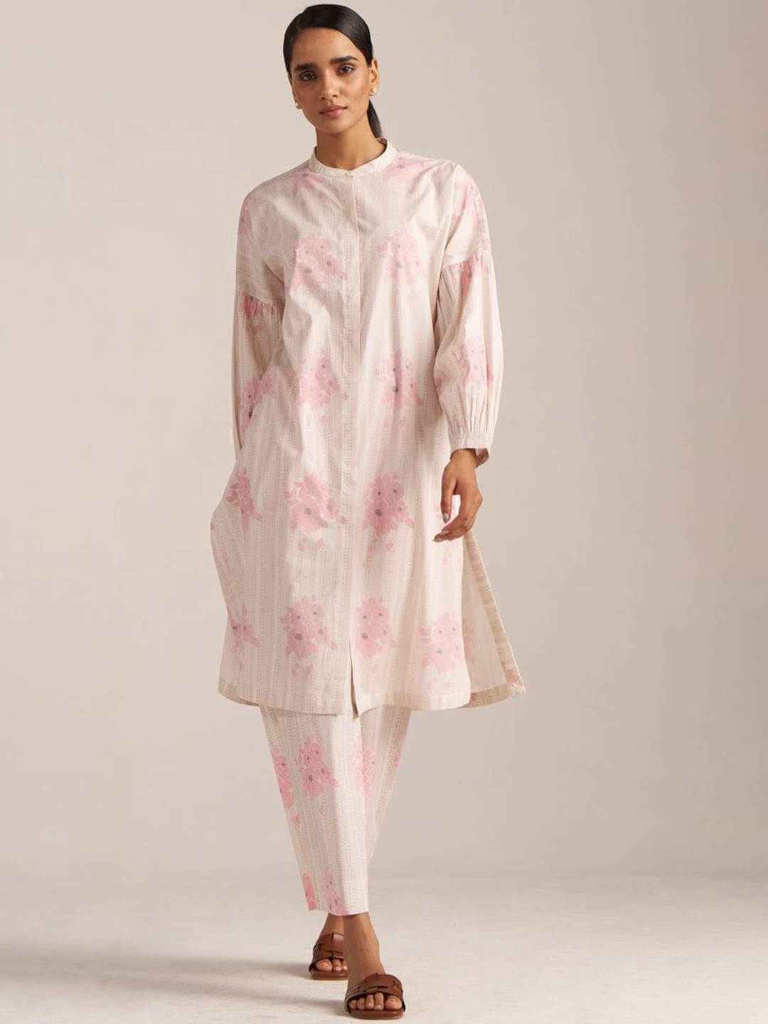 Ganga Powder Pink & Ivory Pure Cotton Co-Ord Set