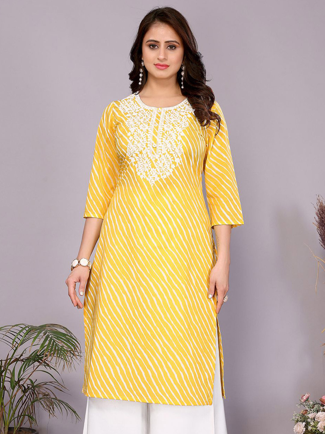 Rangita Leheriya Printed Thread Work Pure Cotton Straight Kurta
