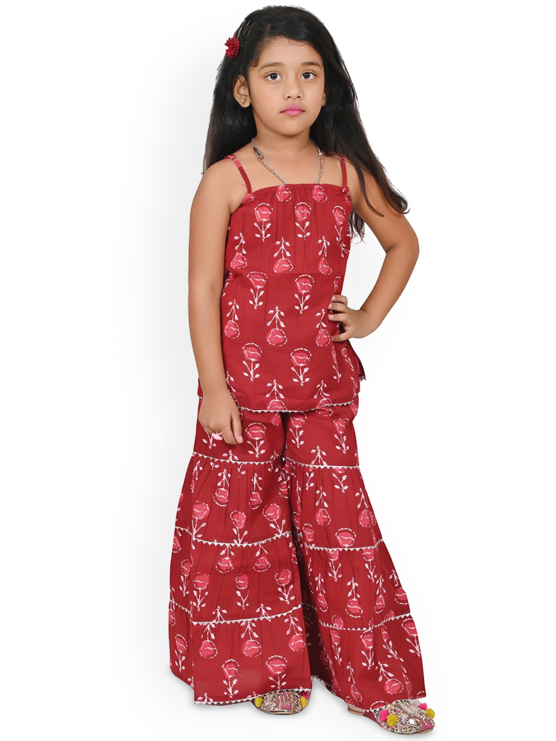 Billion Girls Floral Printed Pure Cotton Kurta with Sharara