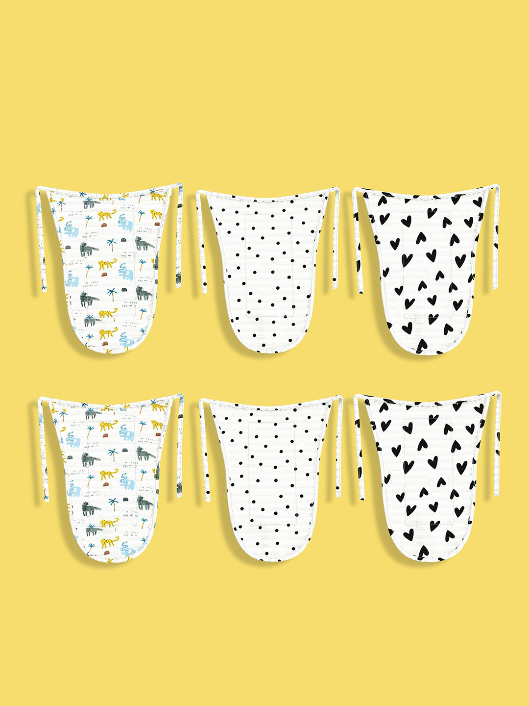 Orange Sugar Set Of 6 Printed Rash Free Muslin Cotton Reusable Diapers