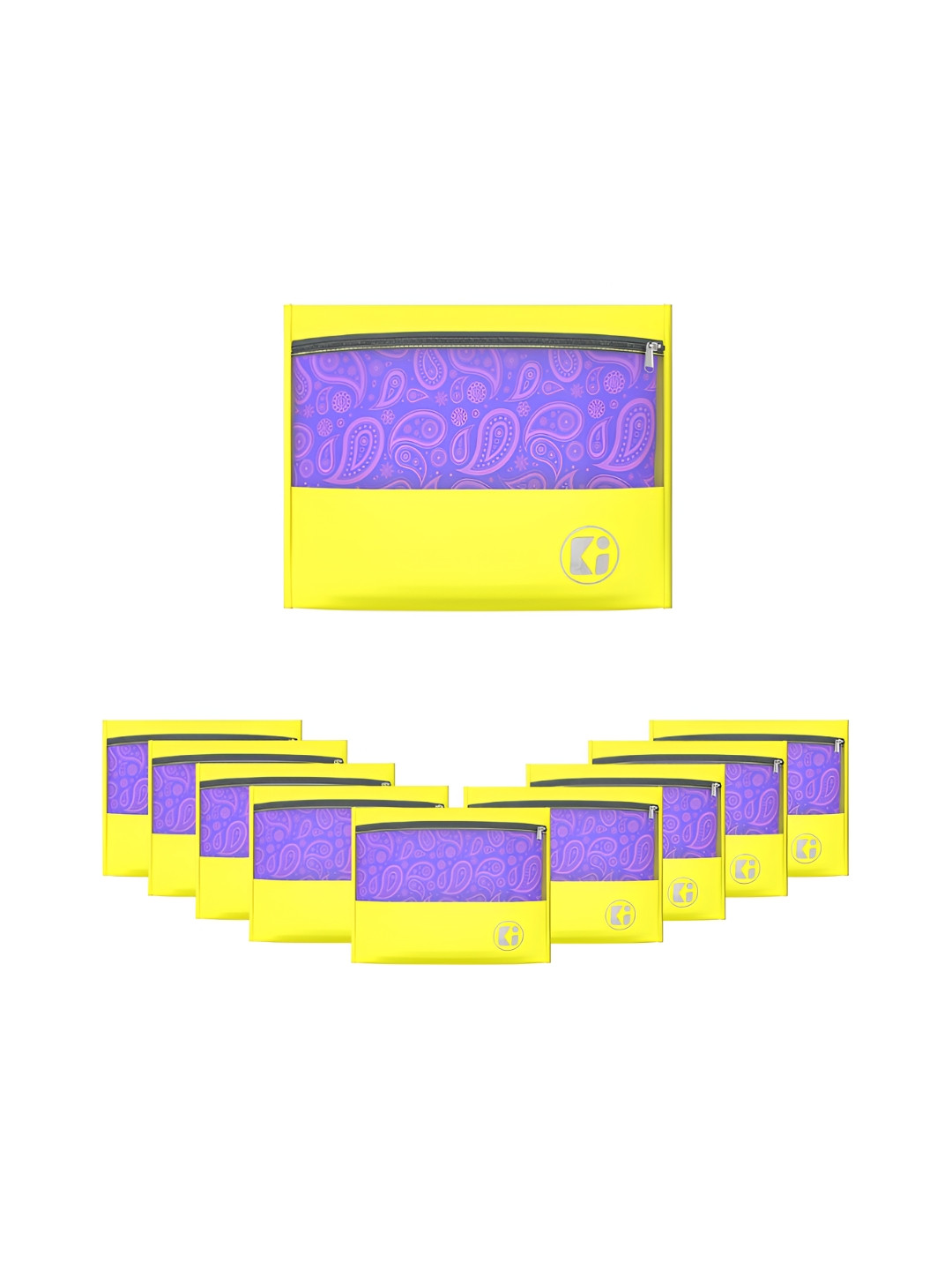Aura Yellow & Purple 10 Pieces Paisley Printed Multi-Utility Waterproof Storage Organisers