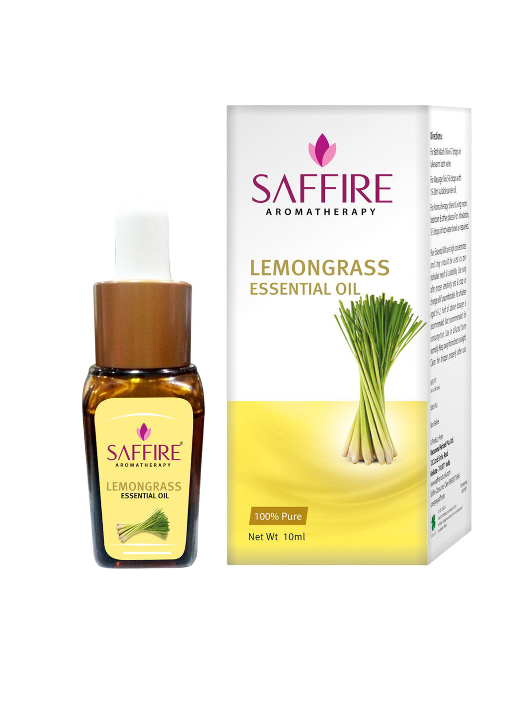 Saffire Naturals Aromatherapy Lemongrass Anti-Stress Essential Oil - 10 ml
