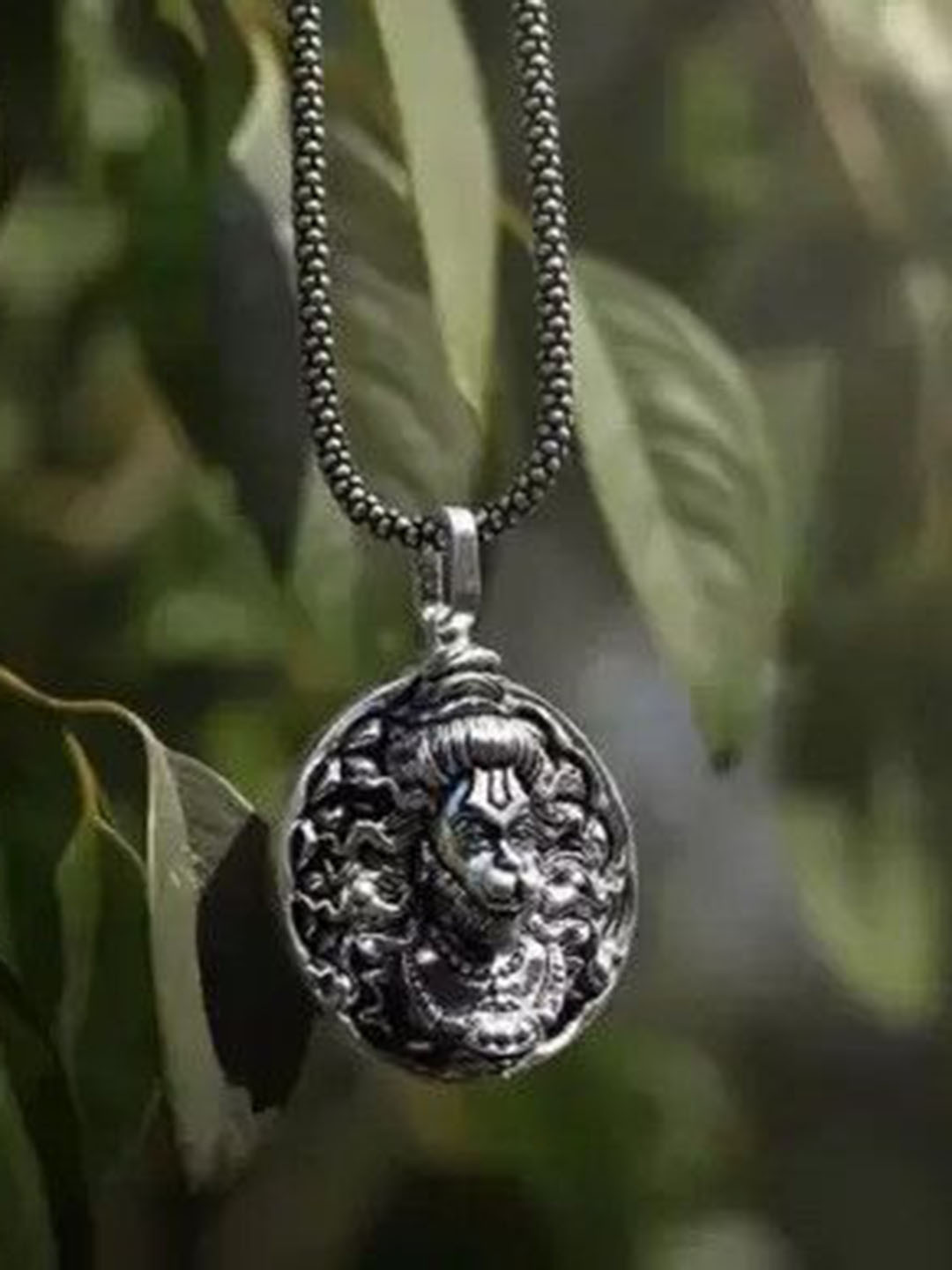 ROOTWAVE Unisex Stainless Steel Silver-Plated Hanuman Ji Pendants with Chains