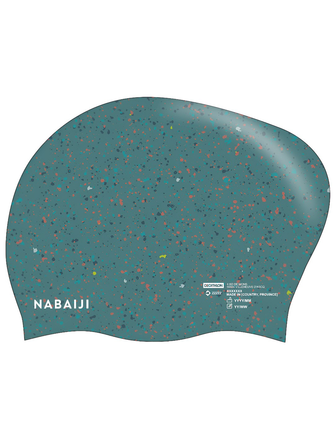 Decathlon Nabaiji Unisex Green Printed Long Hair Silicone Swimming Cap
