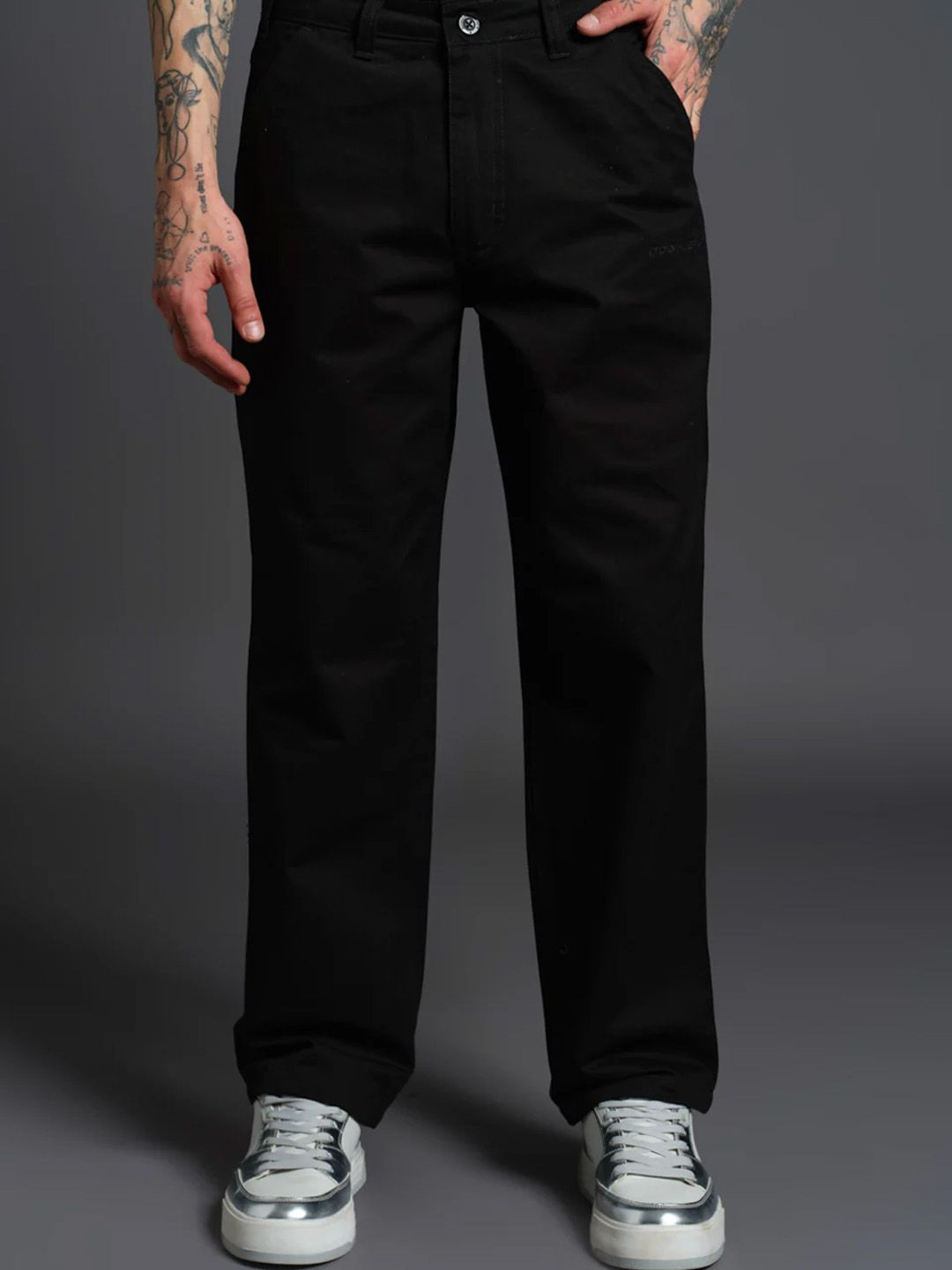 Bonkers Corner Men Black Carpenter Pants