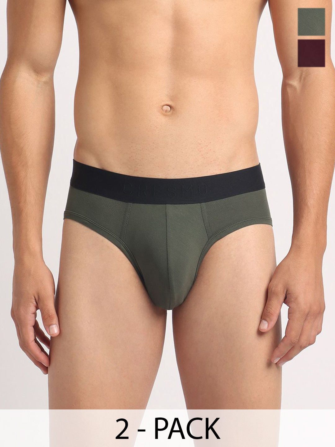 Cresmo Men Pack Of 2 Colourblocked Low-Rise Antimicrobial Briefs CR-B-SLD-P2-ELVI-COMB-S