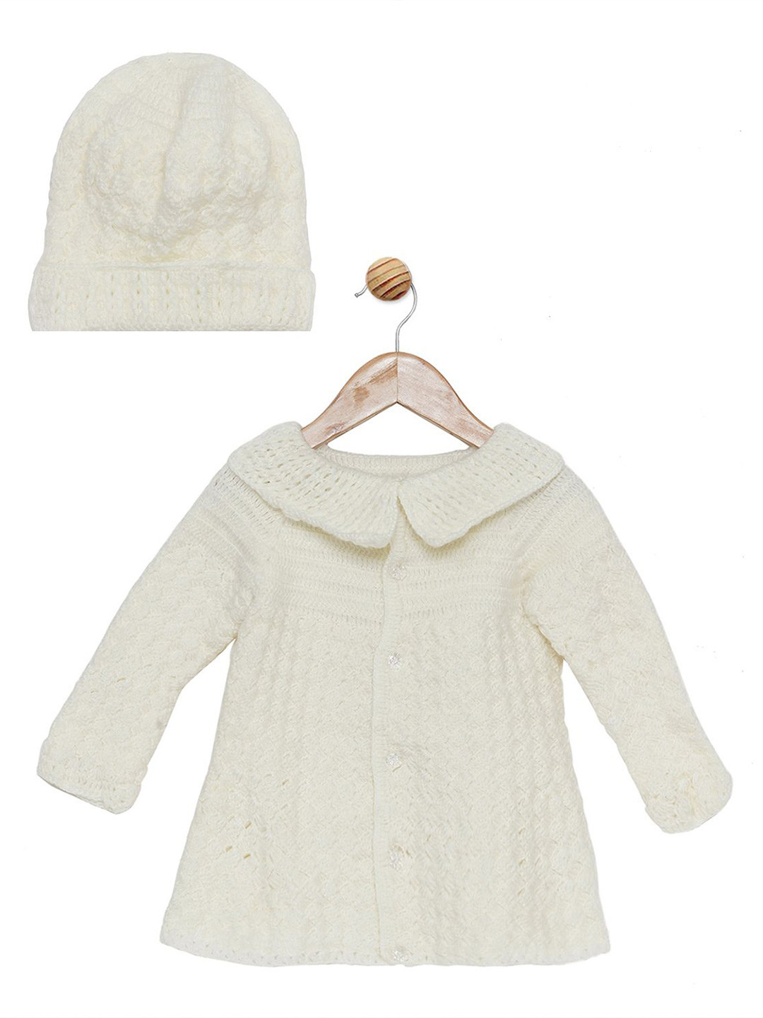 LITTLE CROCHE CREATIONS Girls Cable Knit Cardigan Sweaters With Cap