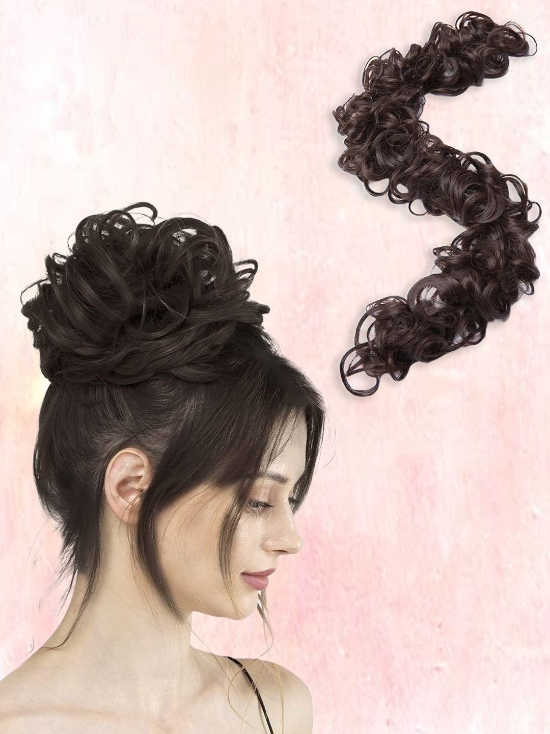 LYKAA Set of 1 Brown Women Messy Long Frill Hair Extensions Wigs Extra Attachment