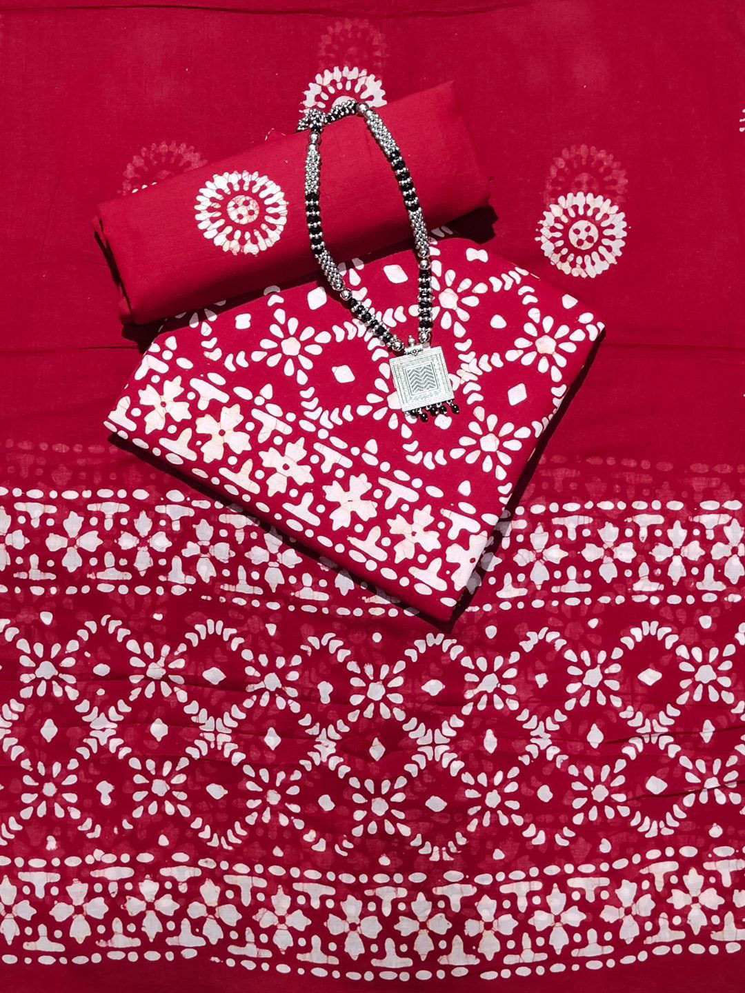 Farooq Dyeing Floral Batik Printed Pure Cotton Unstitched Dress Material