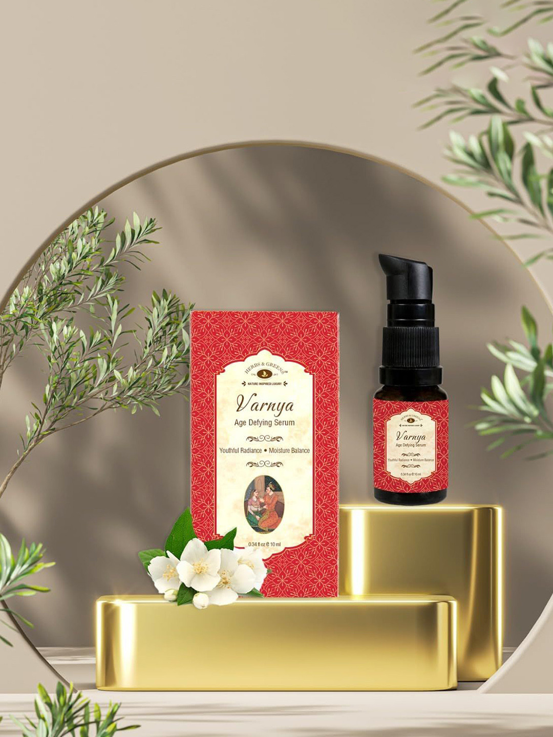 HERBS & GREENS Set Of 2 Varnya Kumkumadi Serum Oil 10 ml & Zafrani Elixir Cream 50 g