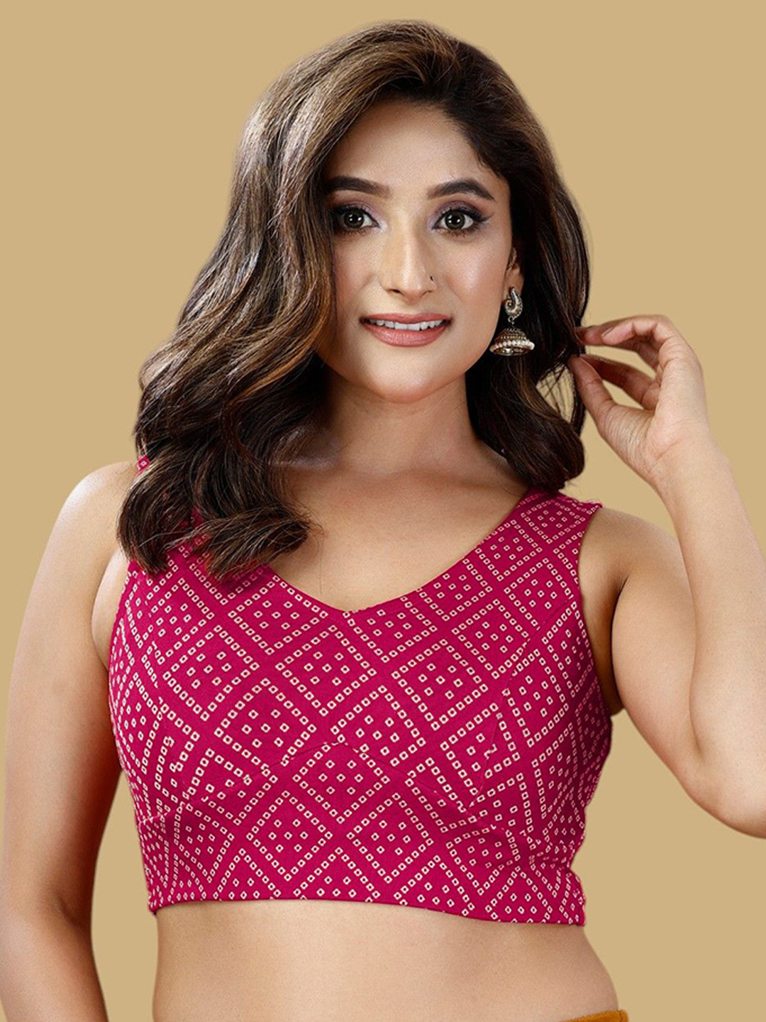 Oomph! Printed V-Neck Saree Blouse