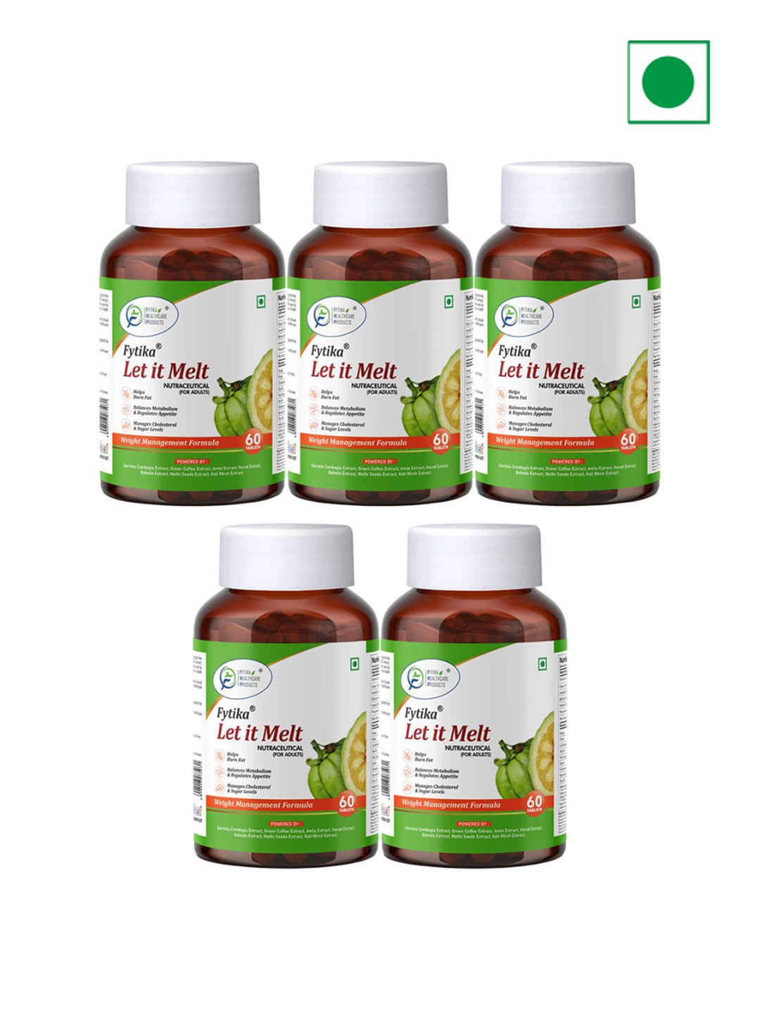 FYTIKA Set Of 5 Let it Melt - Natural Weight Management Supplement - 60 Tablets Each