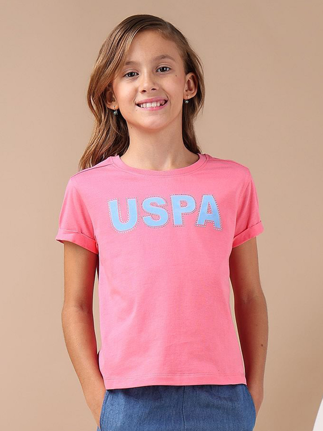 U.S. Polo Assn. Kids Girls Flock Print Relaxed Fit T-Shirt
