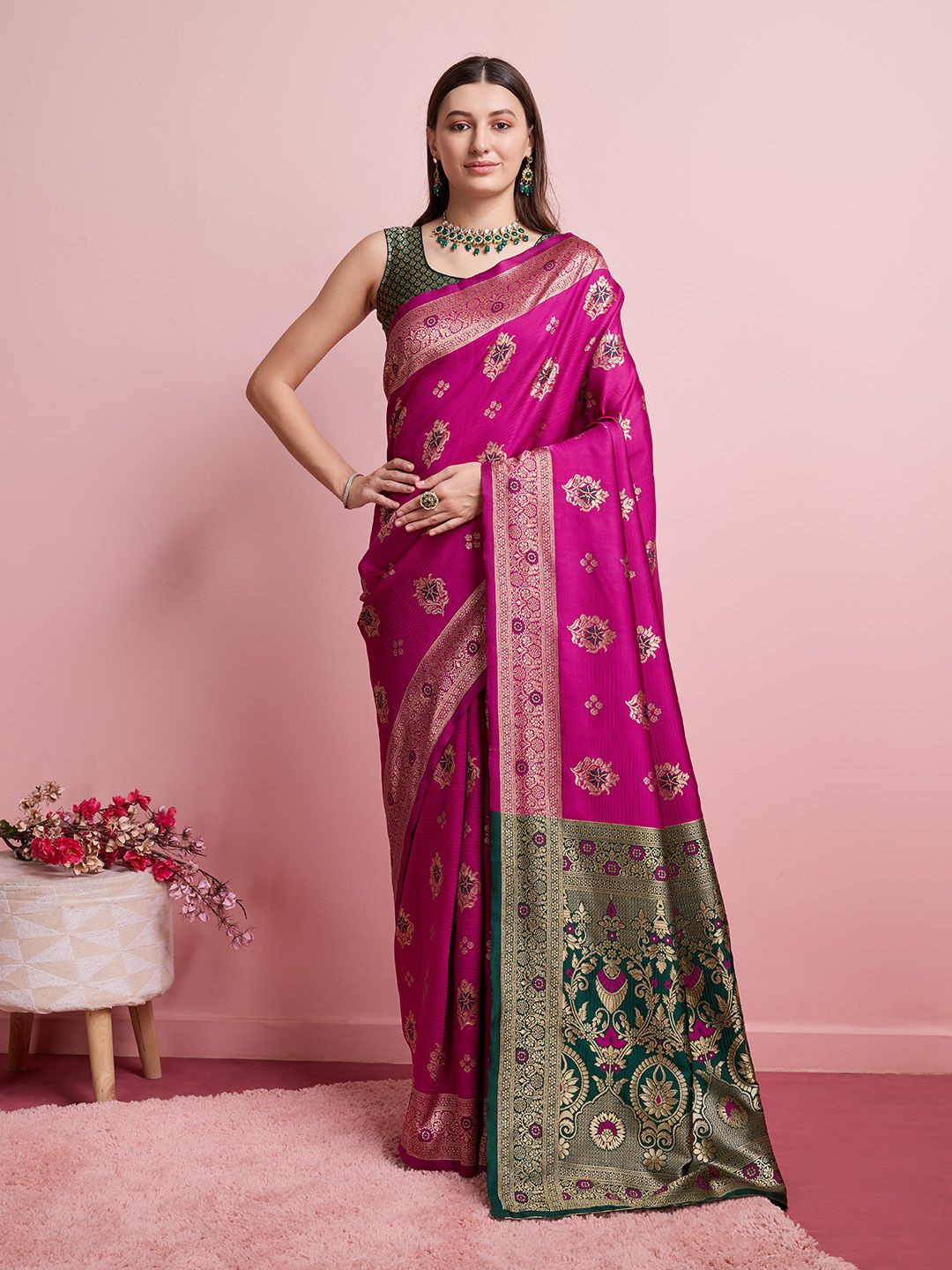 Shreyansh creation Ethnic Motifs Woven Design Zari Banarasi Saree