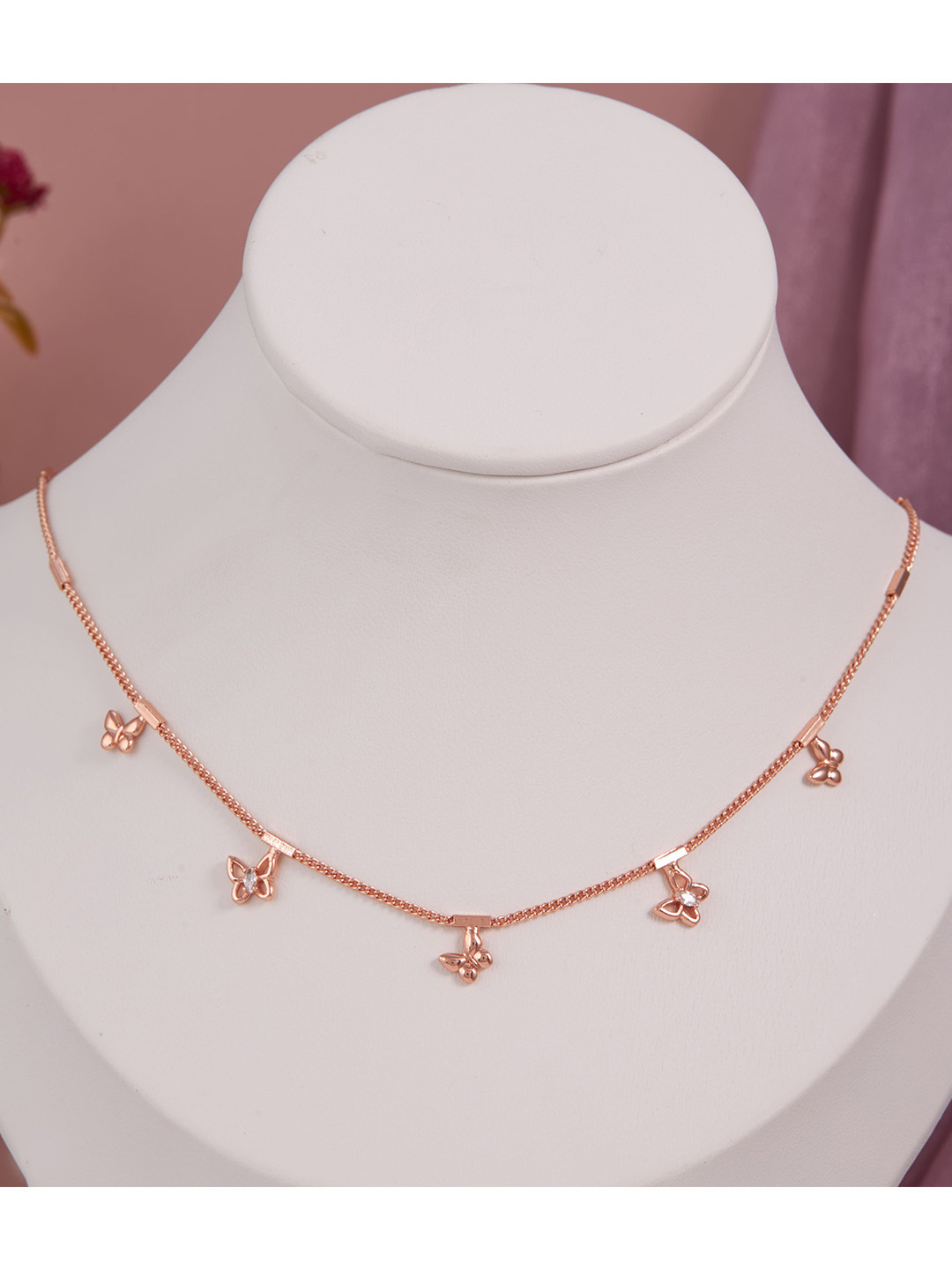 GC Jewelery Rose Gold-Plated American Diamond Studded Charm Necklace