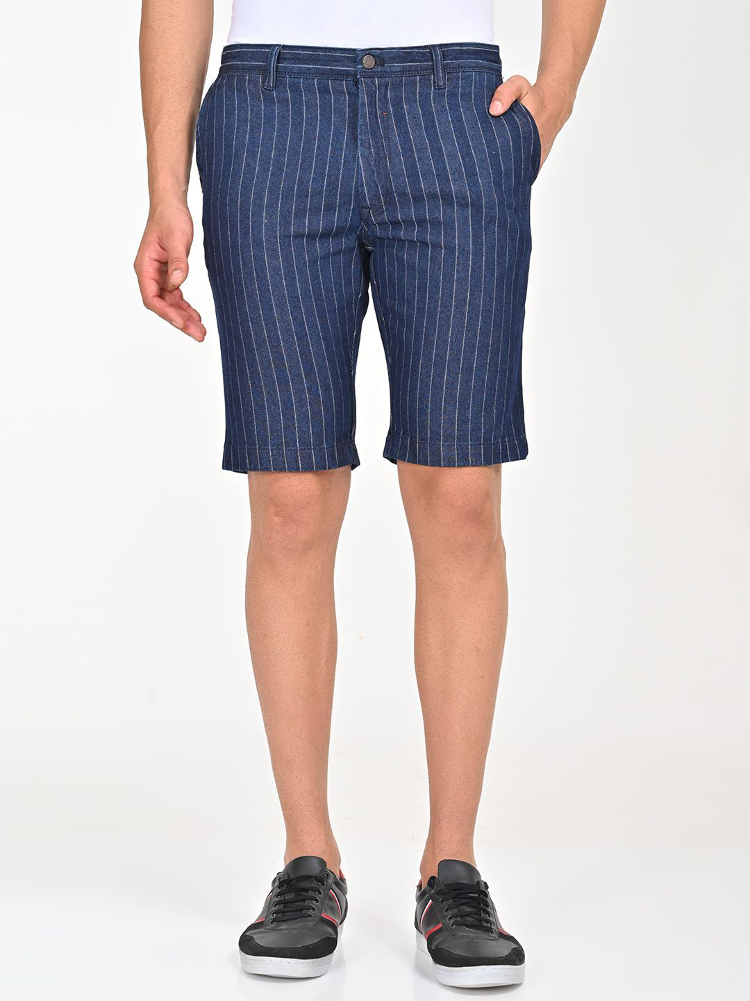 Indian Terrain Men Striped Slim Fit Cotton Technology Shorts