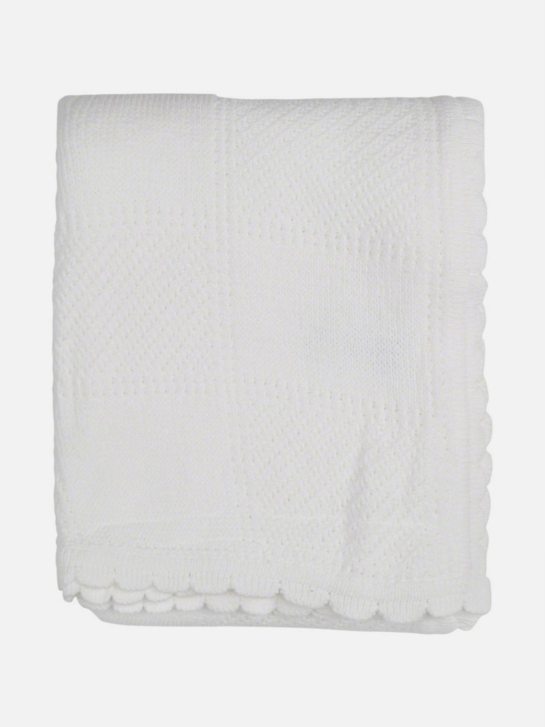 Juniors by Babyshop White Geometric Textured Cotton Mild Winter 210 GSM Single Bed Blanket