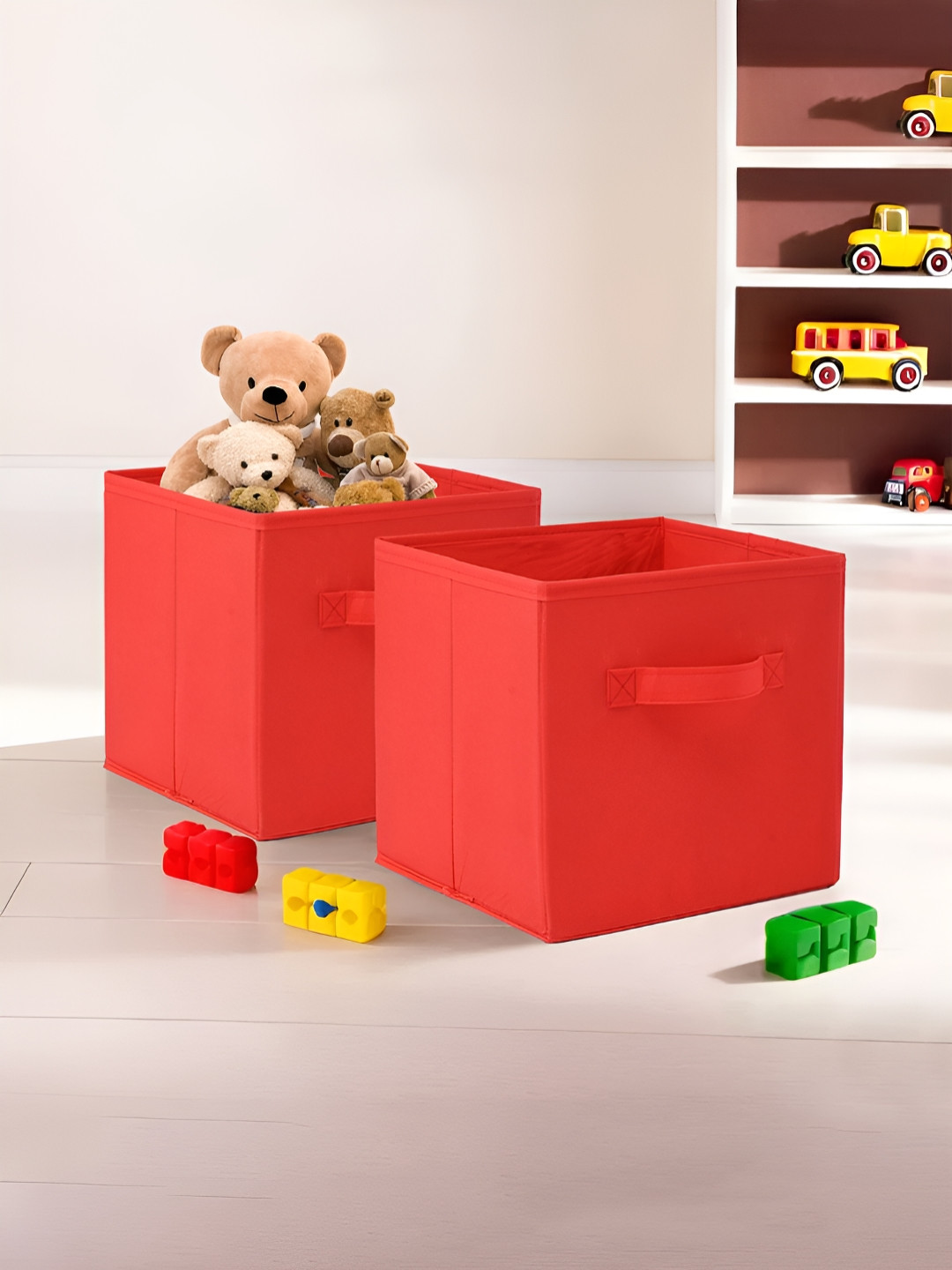 Aura Red Set of 2 Foldable Storage Box Drawer Organiser
