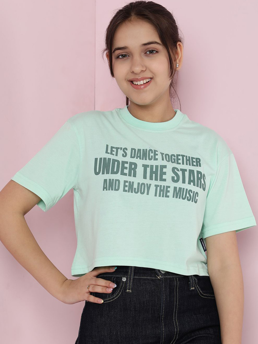 Lil Tomatoes Girl's Printed Cotton Crop Top