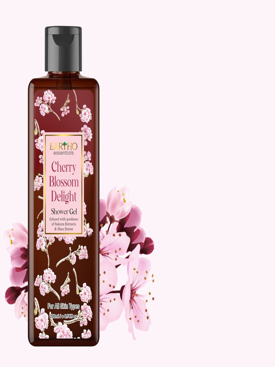Eartho Essentials Cherry Blossom Delight Ayurvedic Shower Gel With Argan Oil - 200 ml