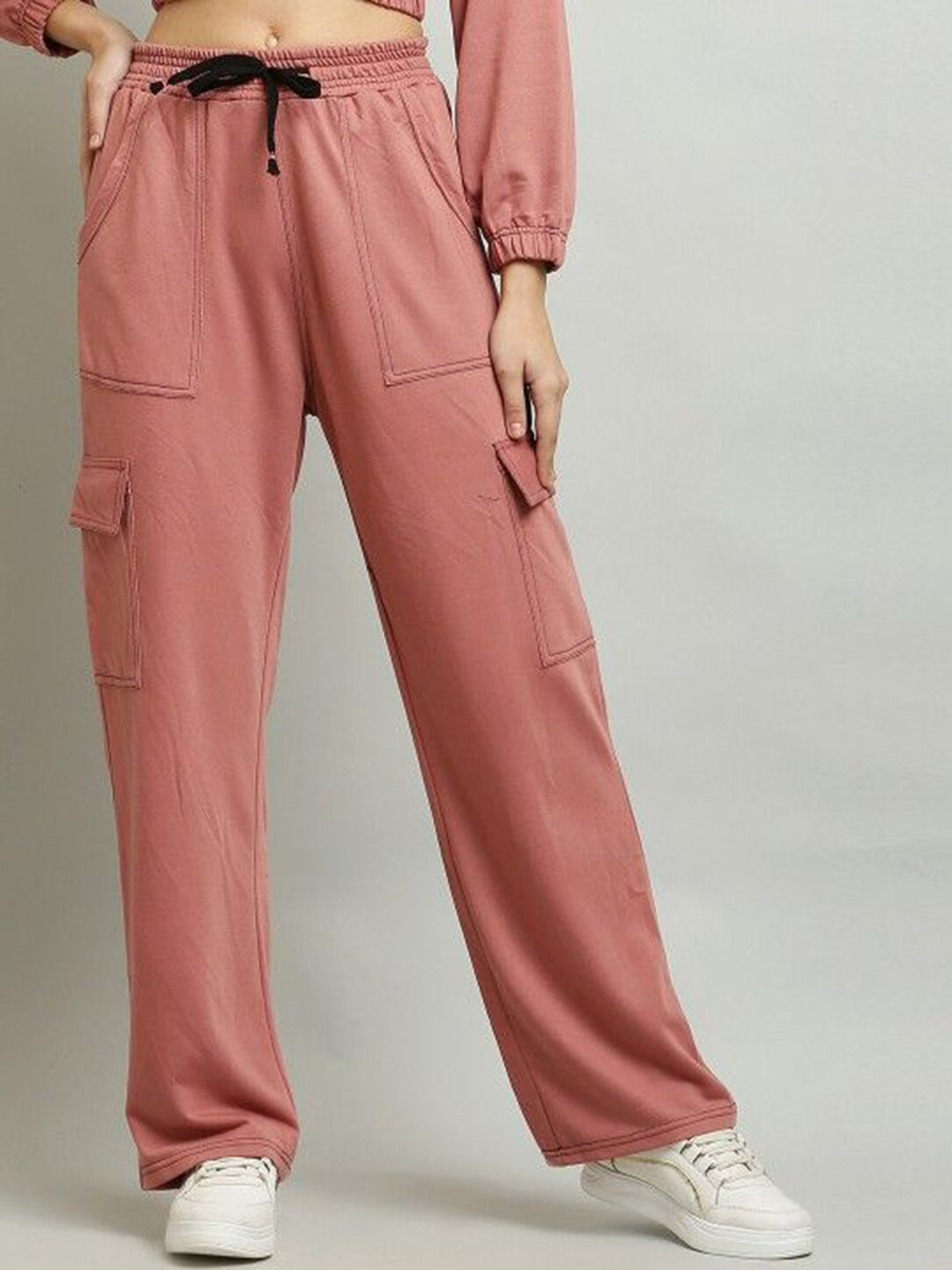 CLOTHINK INDIA Women High-Rise Mid Rise Relexed Fit Cargo Track Pants