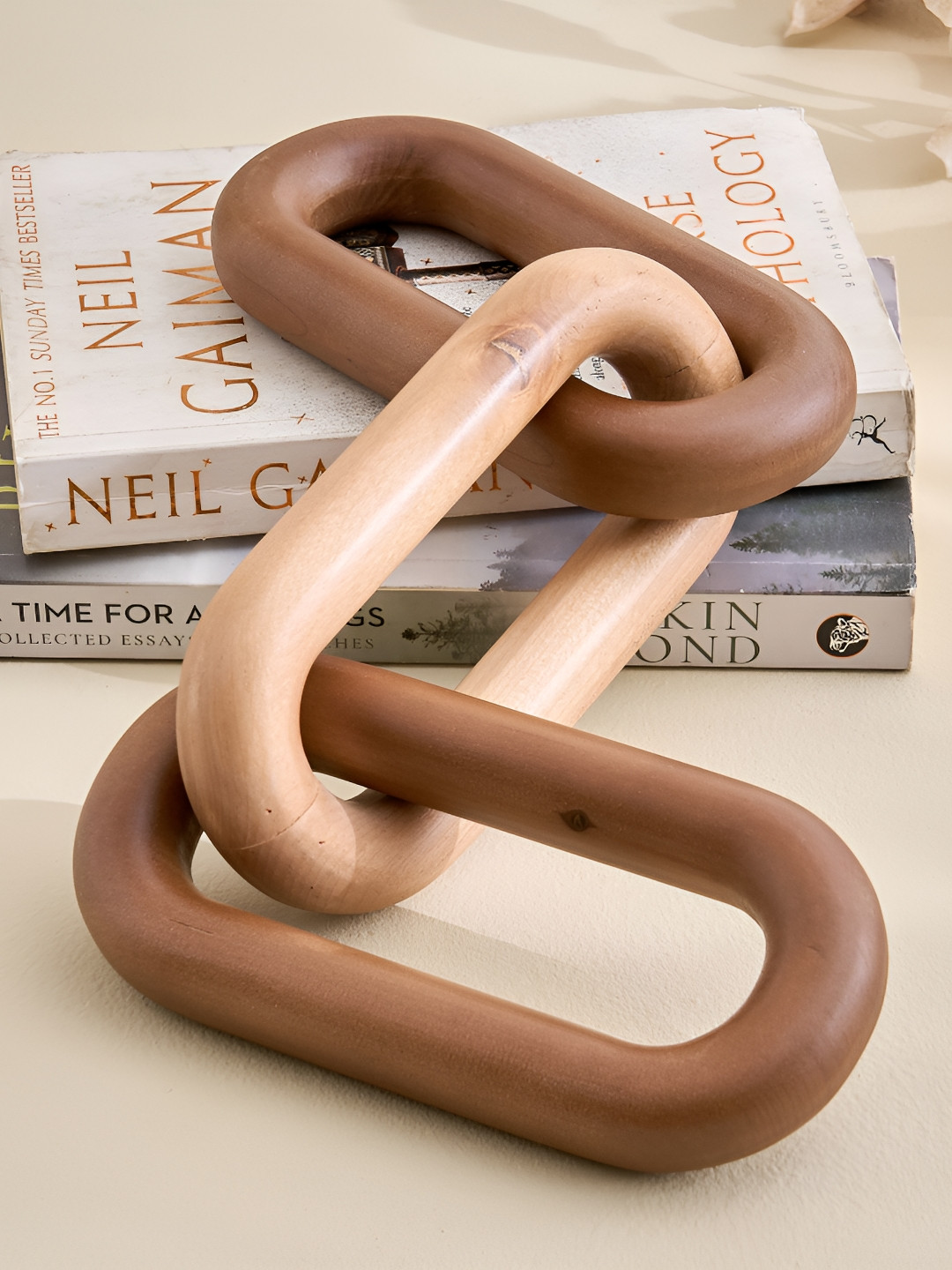 Home Centre Driftwood Brown Wooden Link Table Accent Showpiece