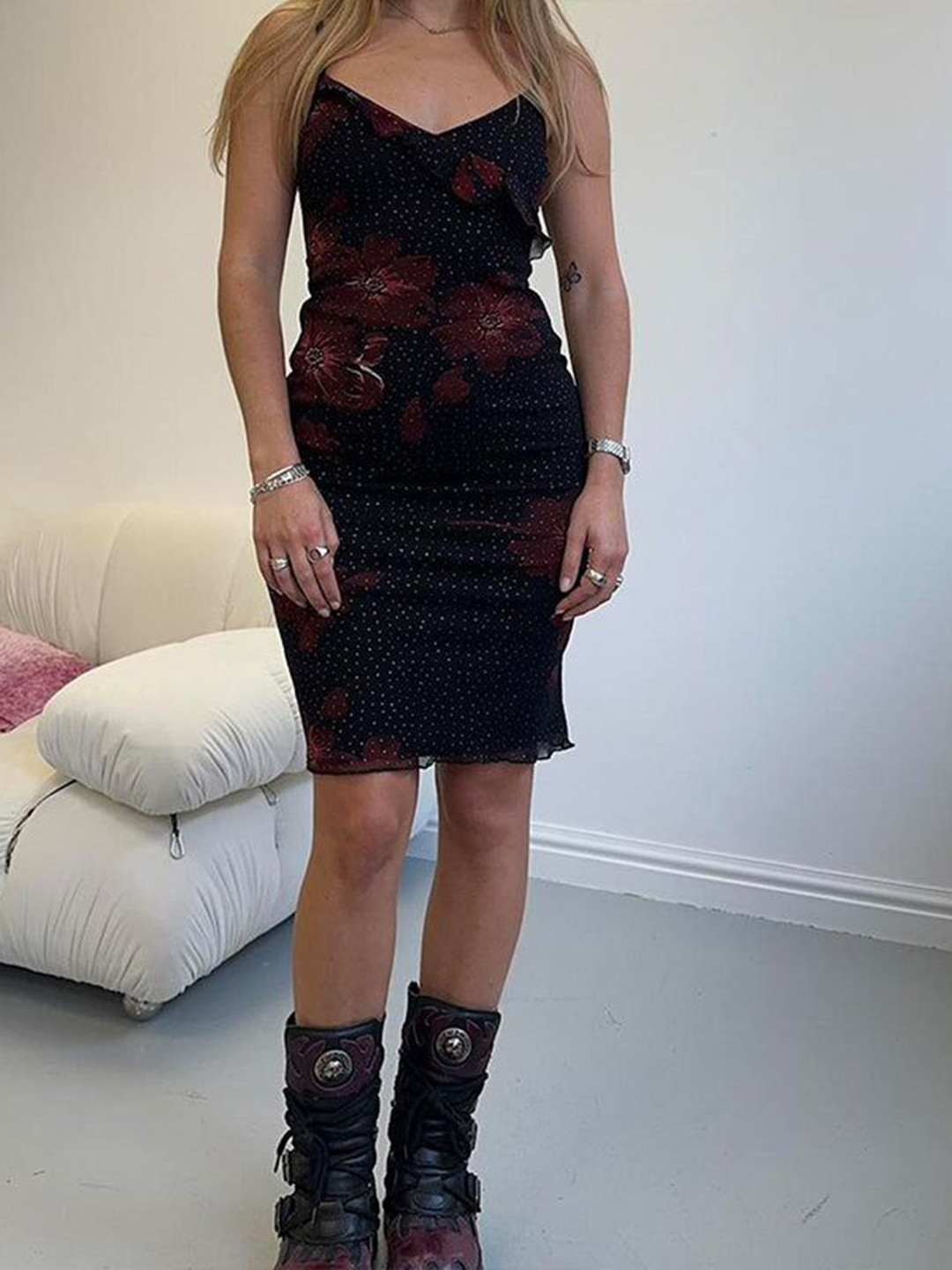 Outzidr Mesh Bodycon Dress