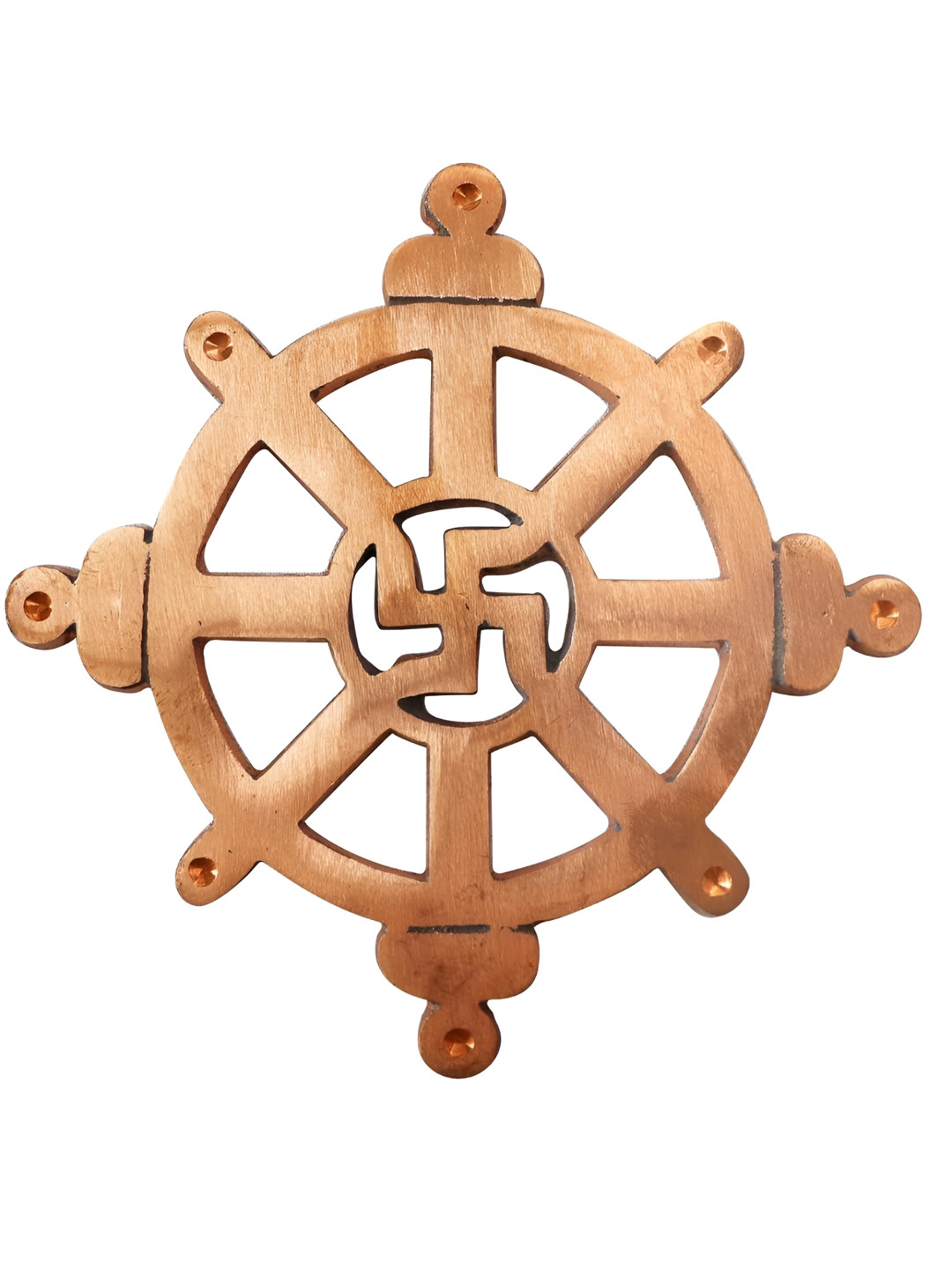 The Spiritual Living Swastik Wheel Copper Ethnic Motifs Matte Spiritual Wall Decor-5.5In
