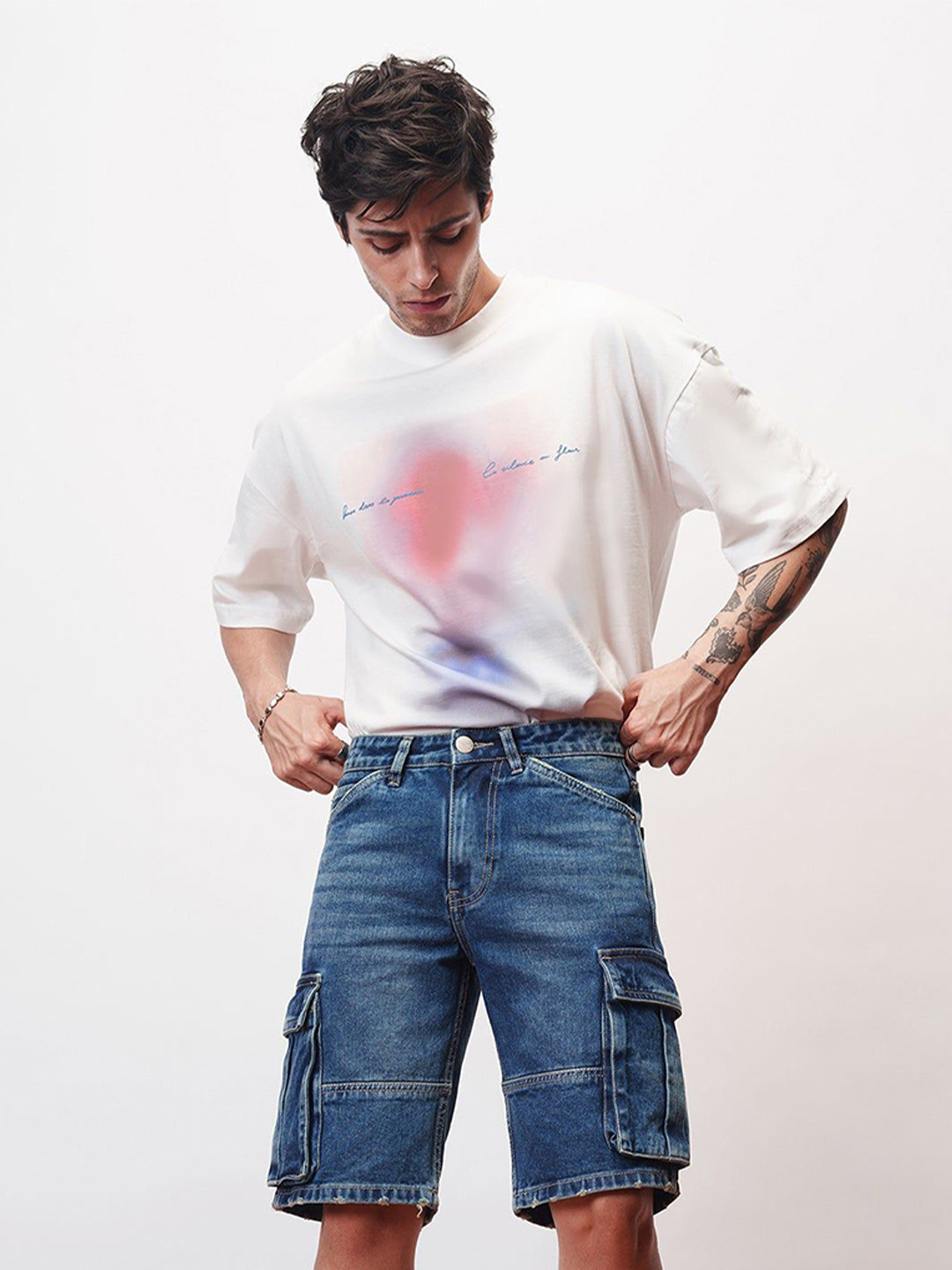 FREAKINS Men Indigo Cargo Shorts