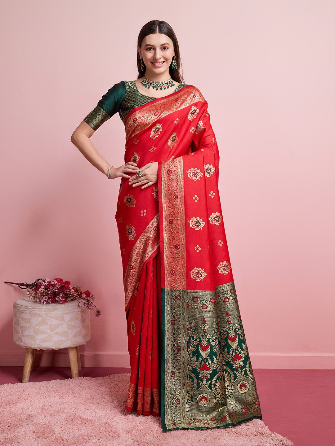 Shreyansh creation Ethnic Motifs Woven Design Zari Banarasi Saree