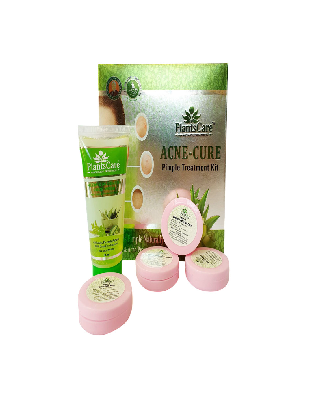 Plants Care Acne Cure Pimple Facial Kit - 80 g + 65 ml