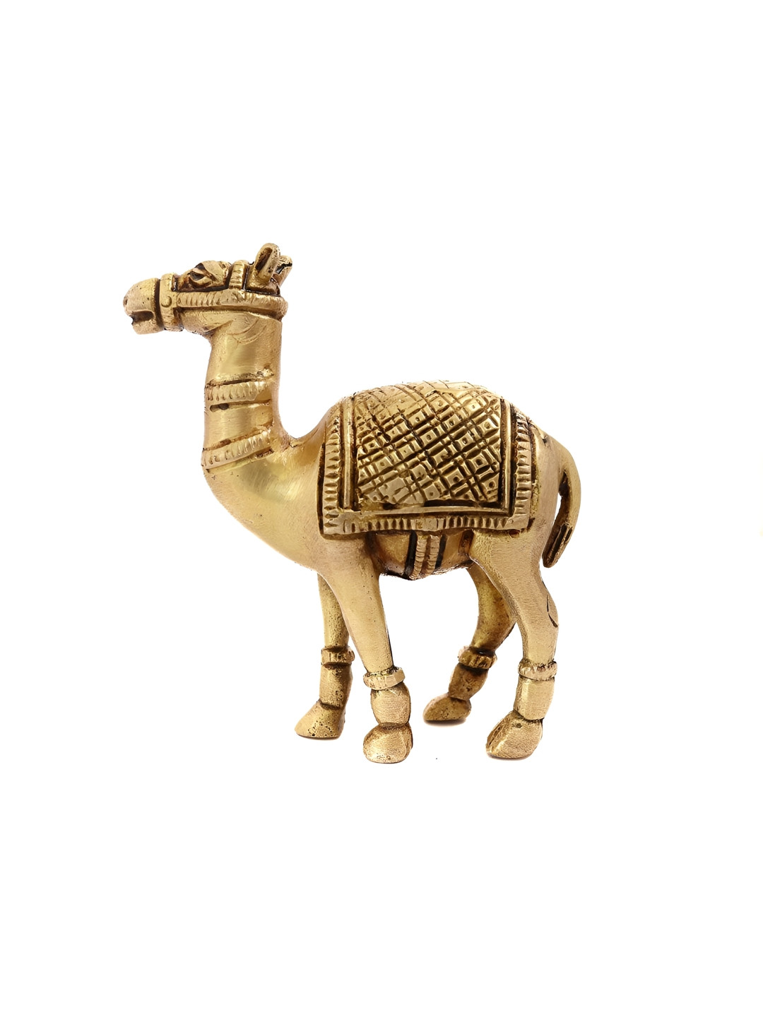 The Spiritual Living Camel Gold Brass Metallic Garden Medium Showpiece - 4.5 Inches