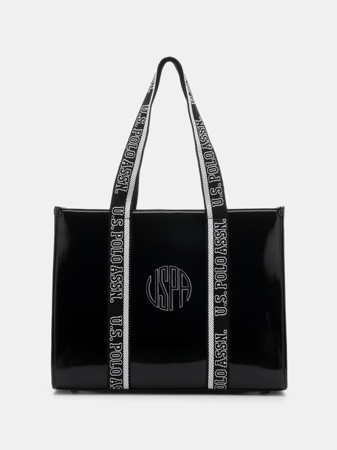 U.S. Polo Assn. Women Typography Printed Structured Tote Bag
